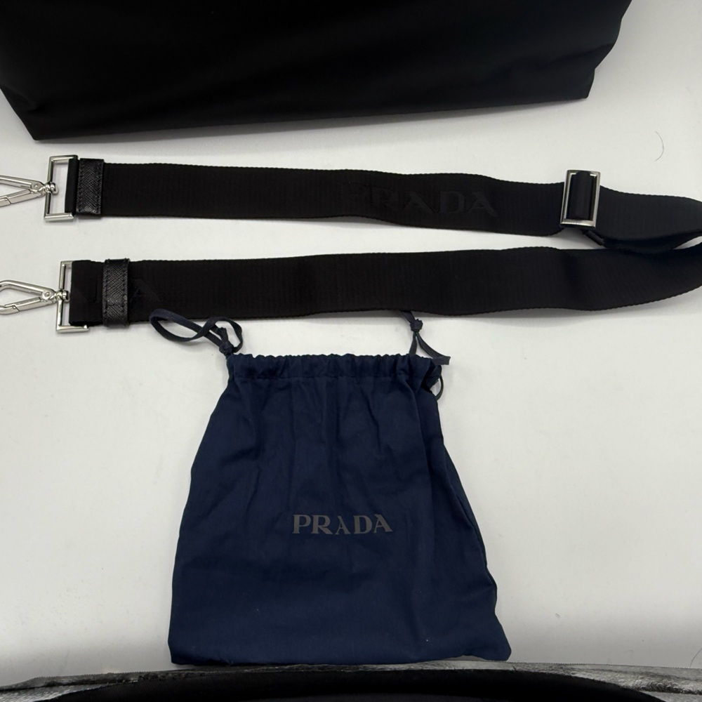 NWT PRADA Re-Nylon/ Leather Padded Large Black tote/ shopping Bag Crossbody mens - Picture 13 of 17